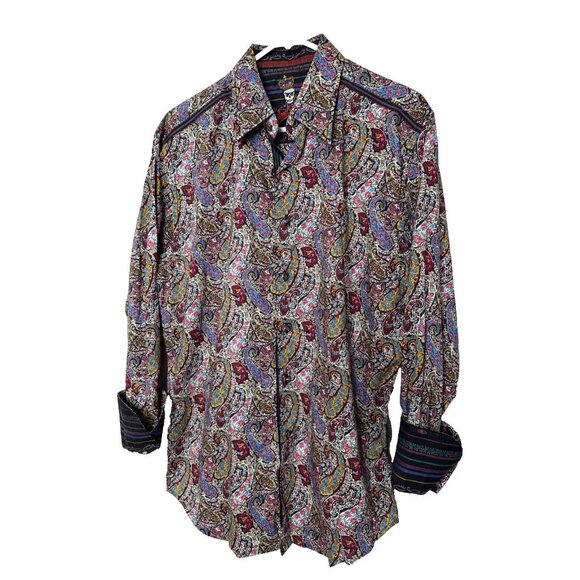 Robert Graham L Long Sleeve Shirt Button Up Paisley Multicolor Skull Crown - Picture 2 of 16